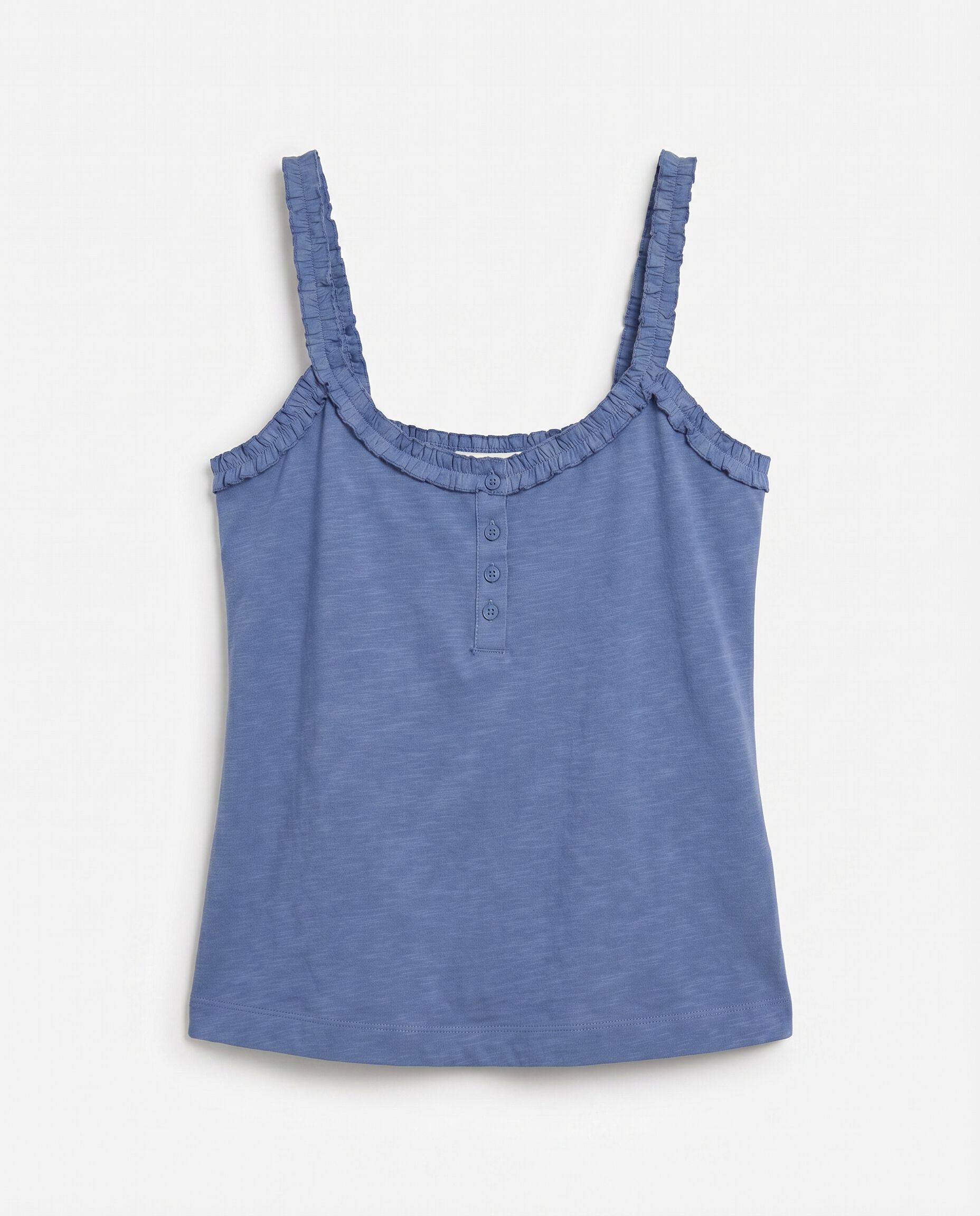 Women'secret Playera de tirantes con volantes de algod&oacute;n azul azul