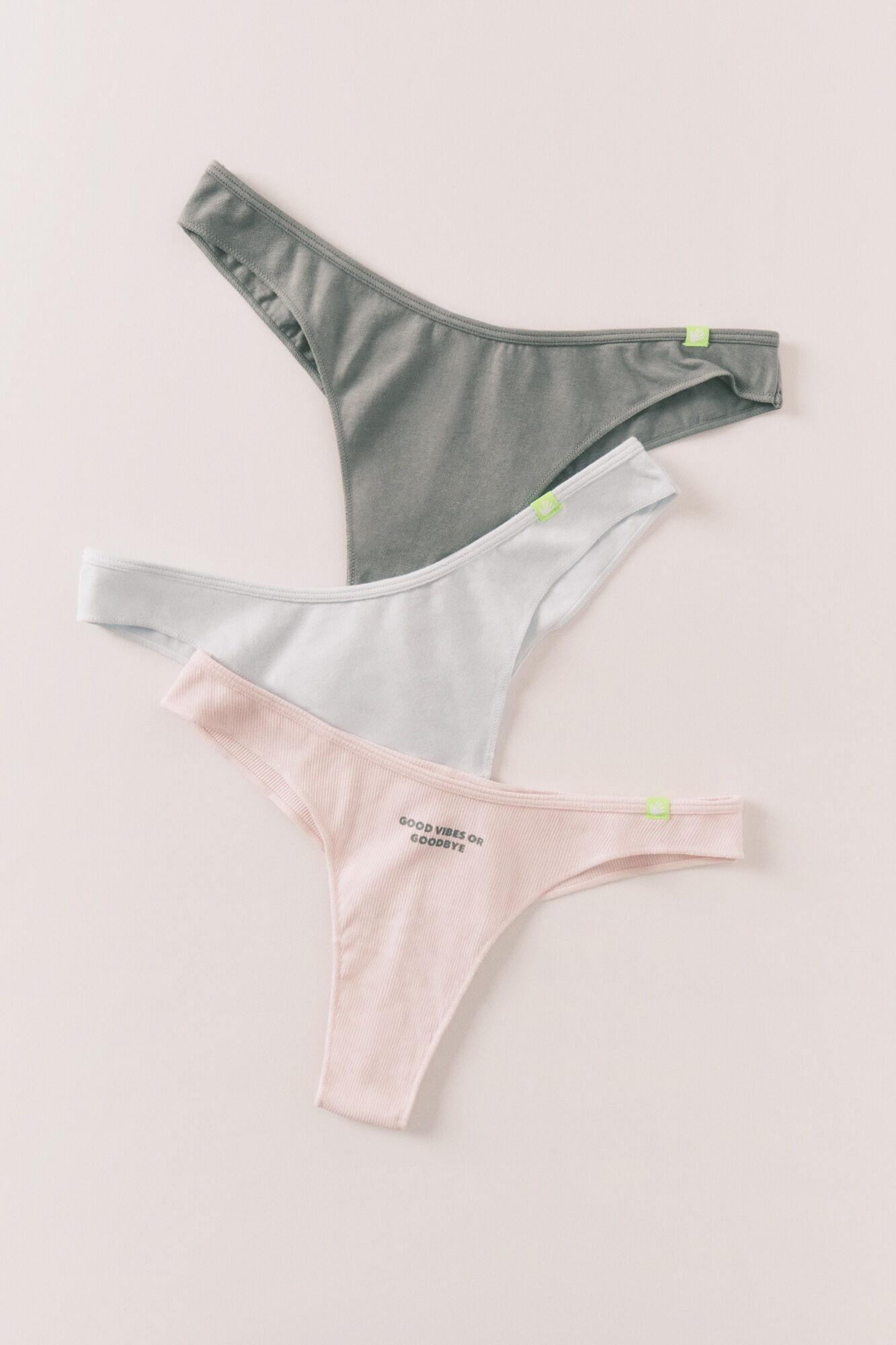 HI&BYE Paquete de 3 panties brasile&ntilde;os de algod&oacute;n azul, blanco y verde