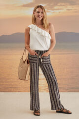 Womensecret Pantalón largo estampado rayas estampado