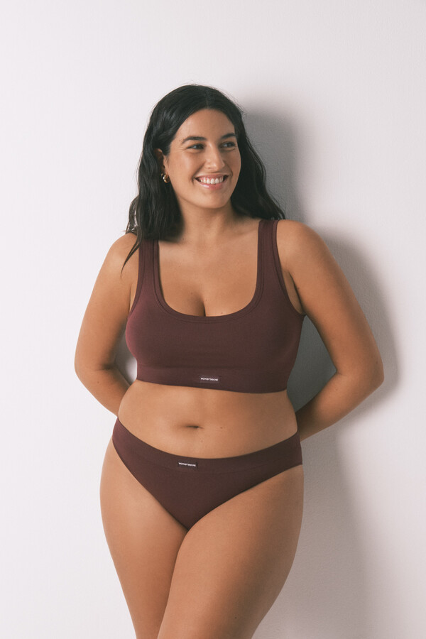 Women'secret LOVELY top reversible sin costuras en color granate púrpura