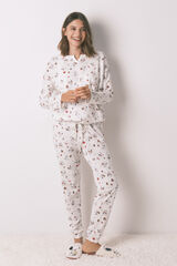 Women'secret Pijama larga 100% algod&oacute;n blanco Snoopy marfil