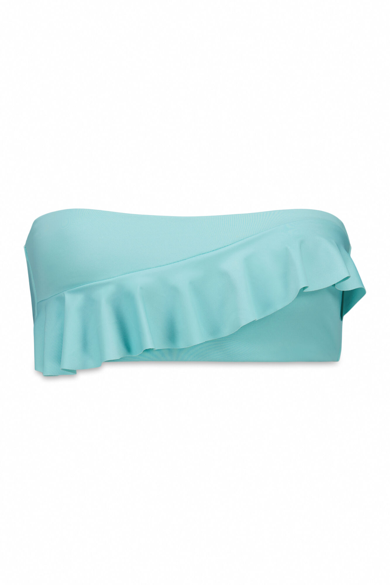 Women'secret Top bikini bandeau con relleno y volantes azul azul