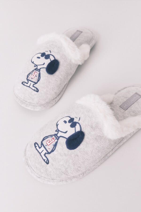 Women'secret Pantuflas para casa de Snoopy de color gris oscuro gris