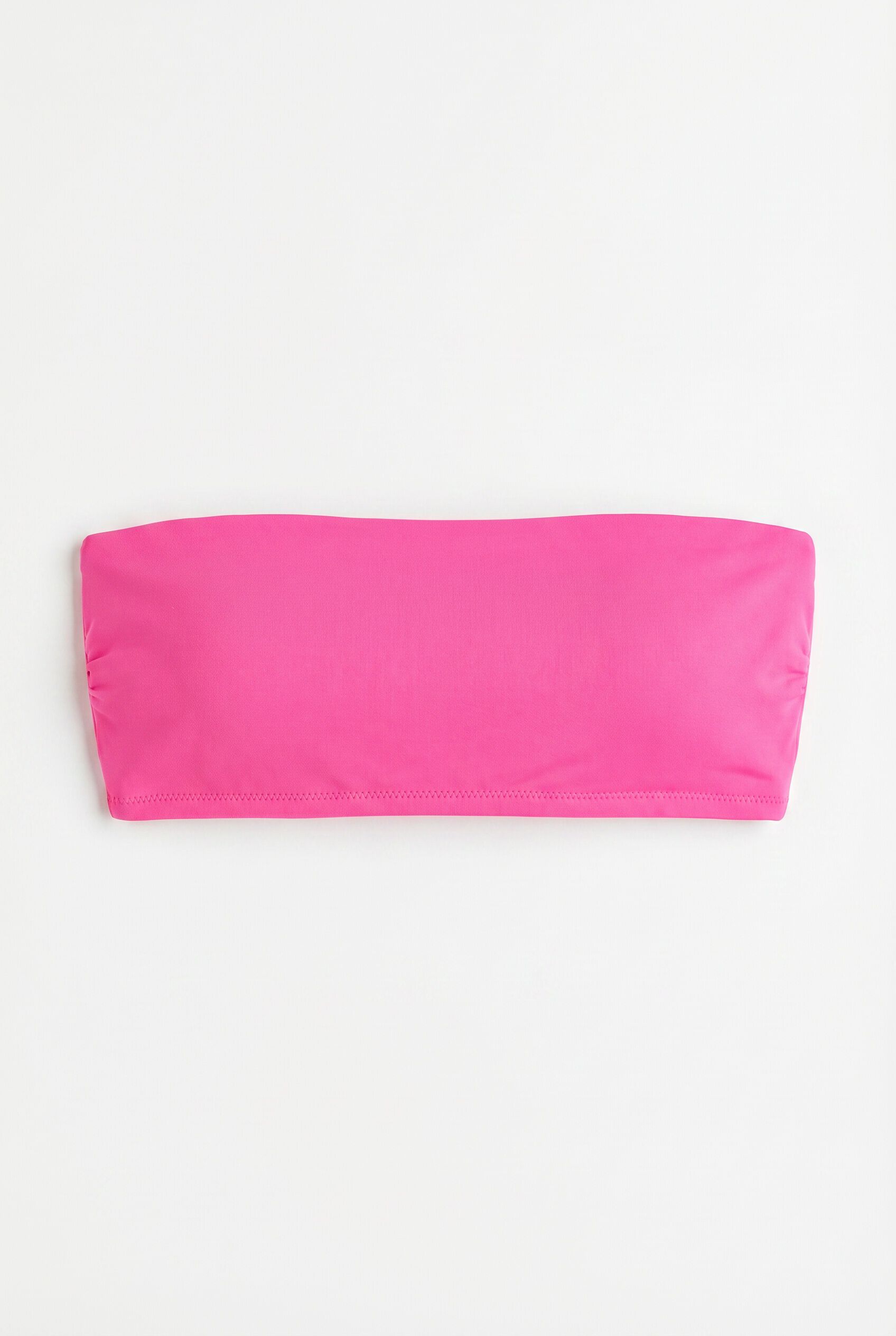 HI&BYE Top bikini bandeau liso rosa fucsia