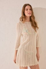 Women'secret Vestido corto short de crochet marfil