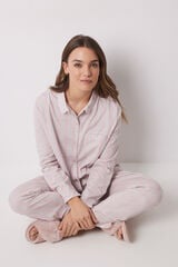 Womensecret Pijama camisera larga 100% algodón rayas naranja