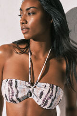 Women'secret Top bikini bandeau estampado Tie Dye caf&eacute; estampado