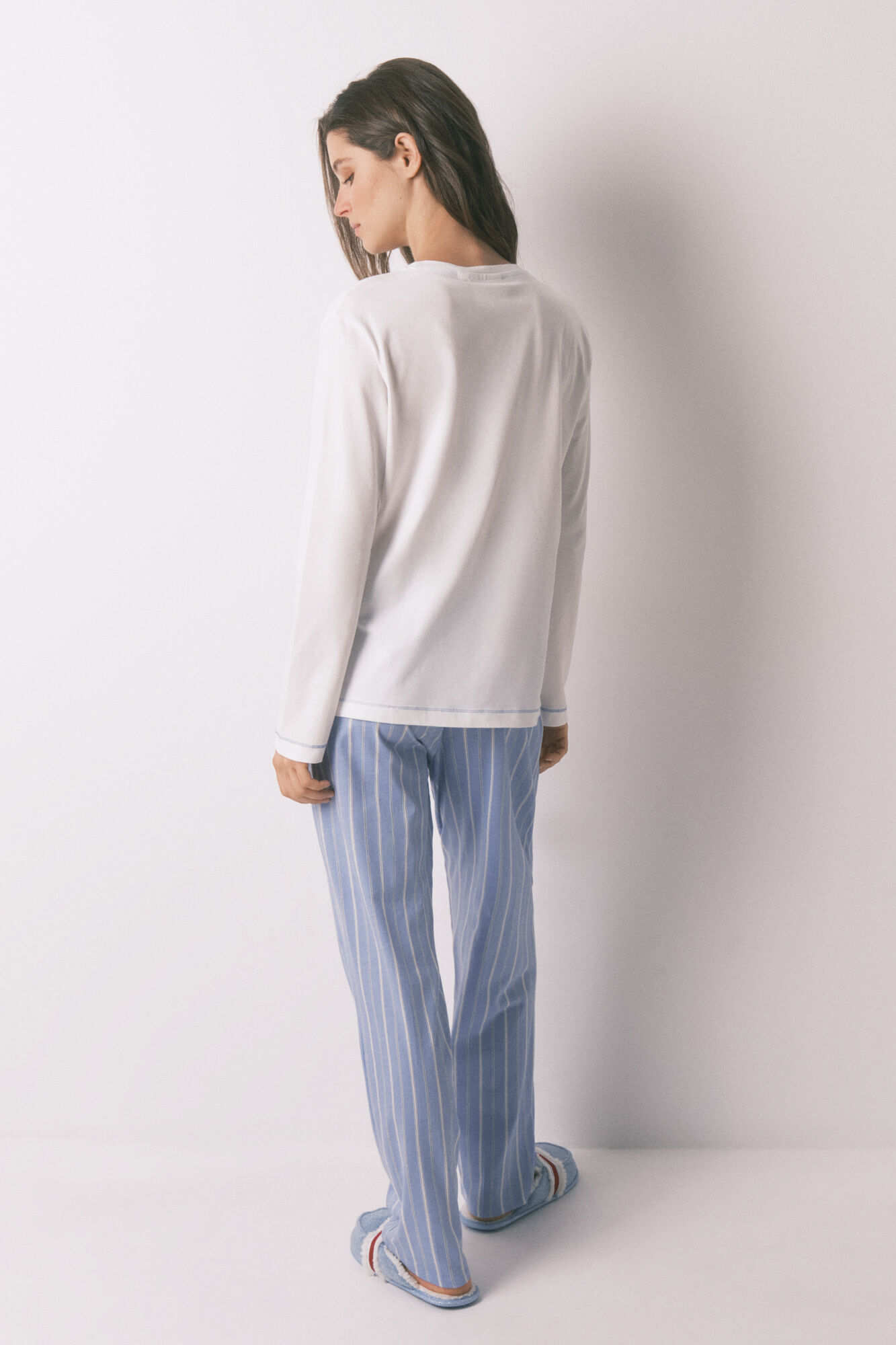 Women'secret Pijama larga de algod&oacute;n a rayas de Harry Potter blanco