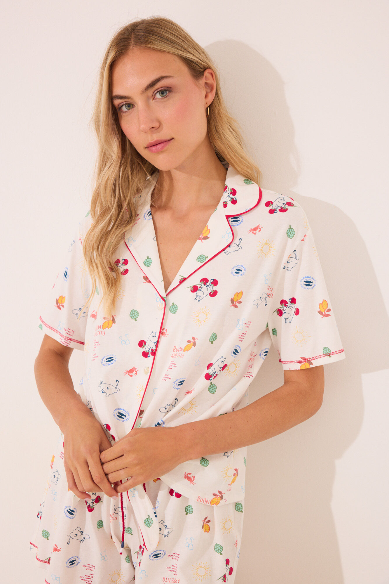 Women'secret Pijama camisera short de Moomin 100% algod&oacute;n marfil