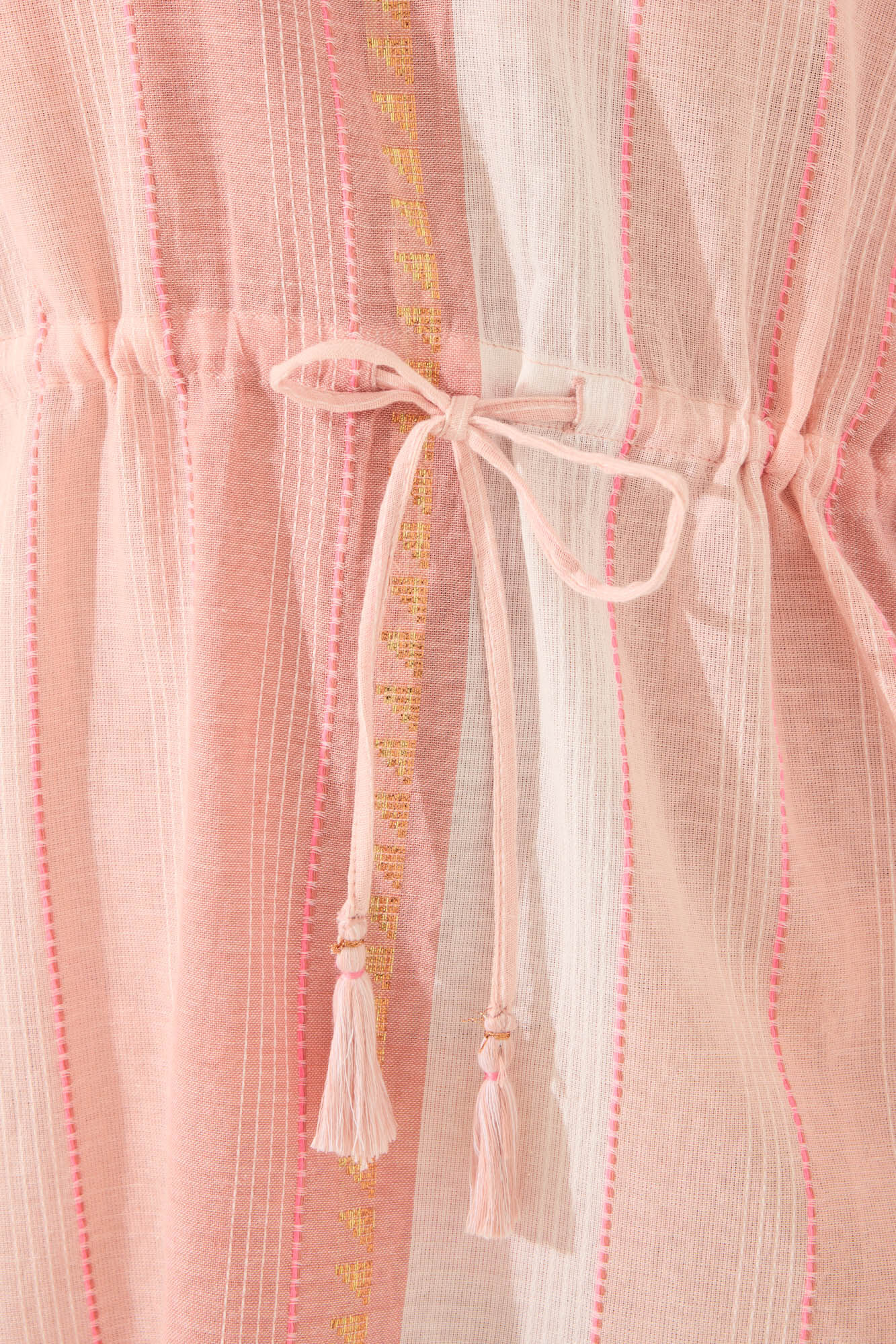 Women'secret T&uacute;nica short de algod&oacute;n con rayas de lurex rosa estampado