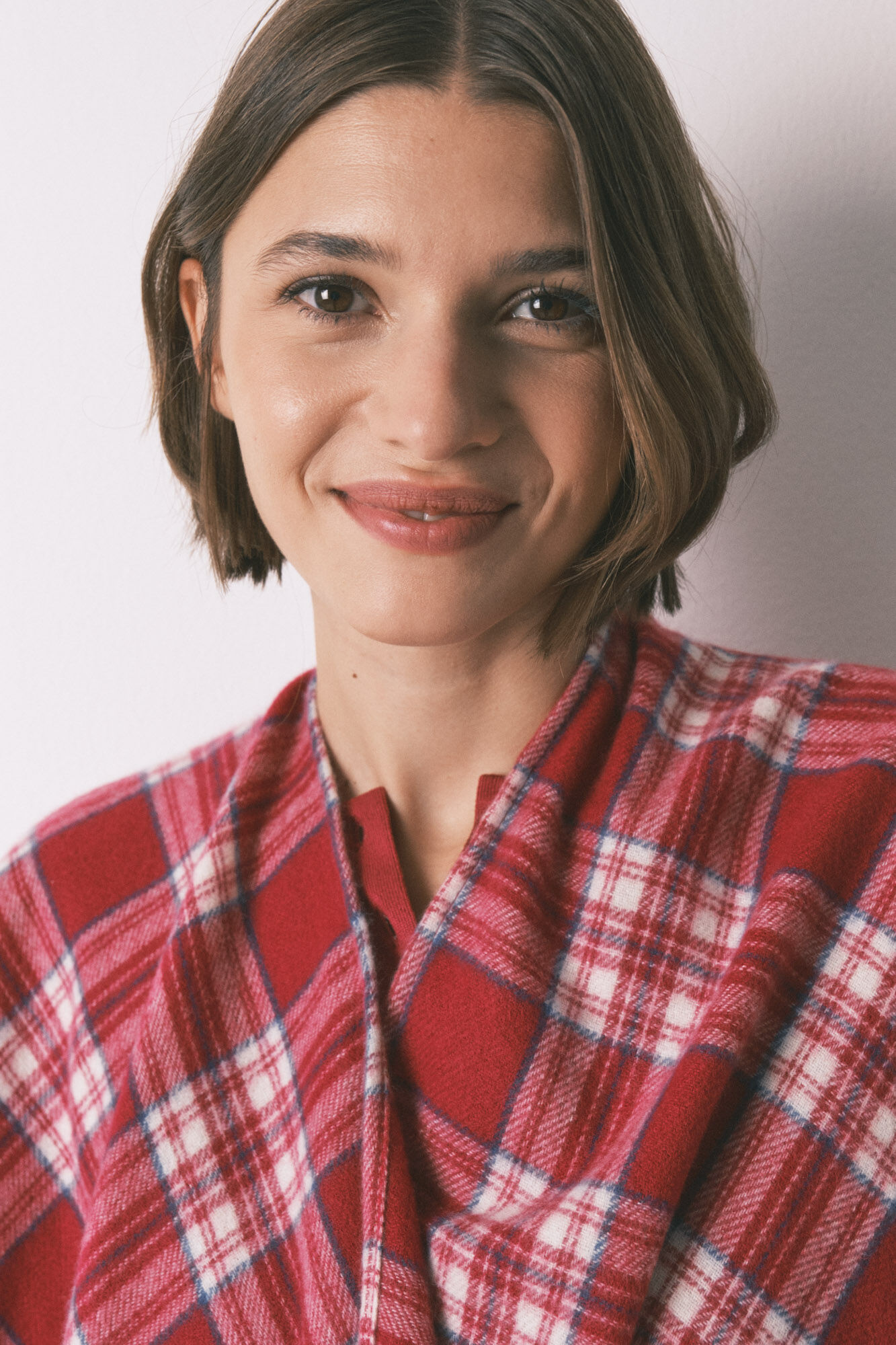 Women'secret Poncho a cuadros con efecto lana de cachemira