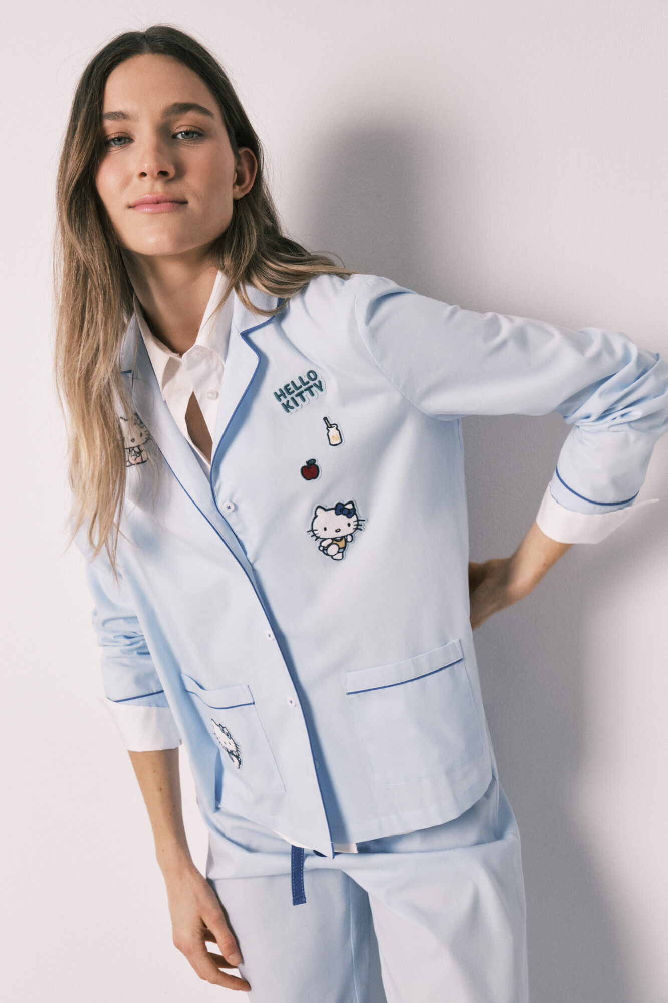 Women'secret Pijama camisera Hello Kitty de algod&oacute;n azul