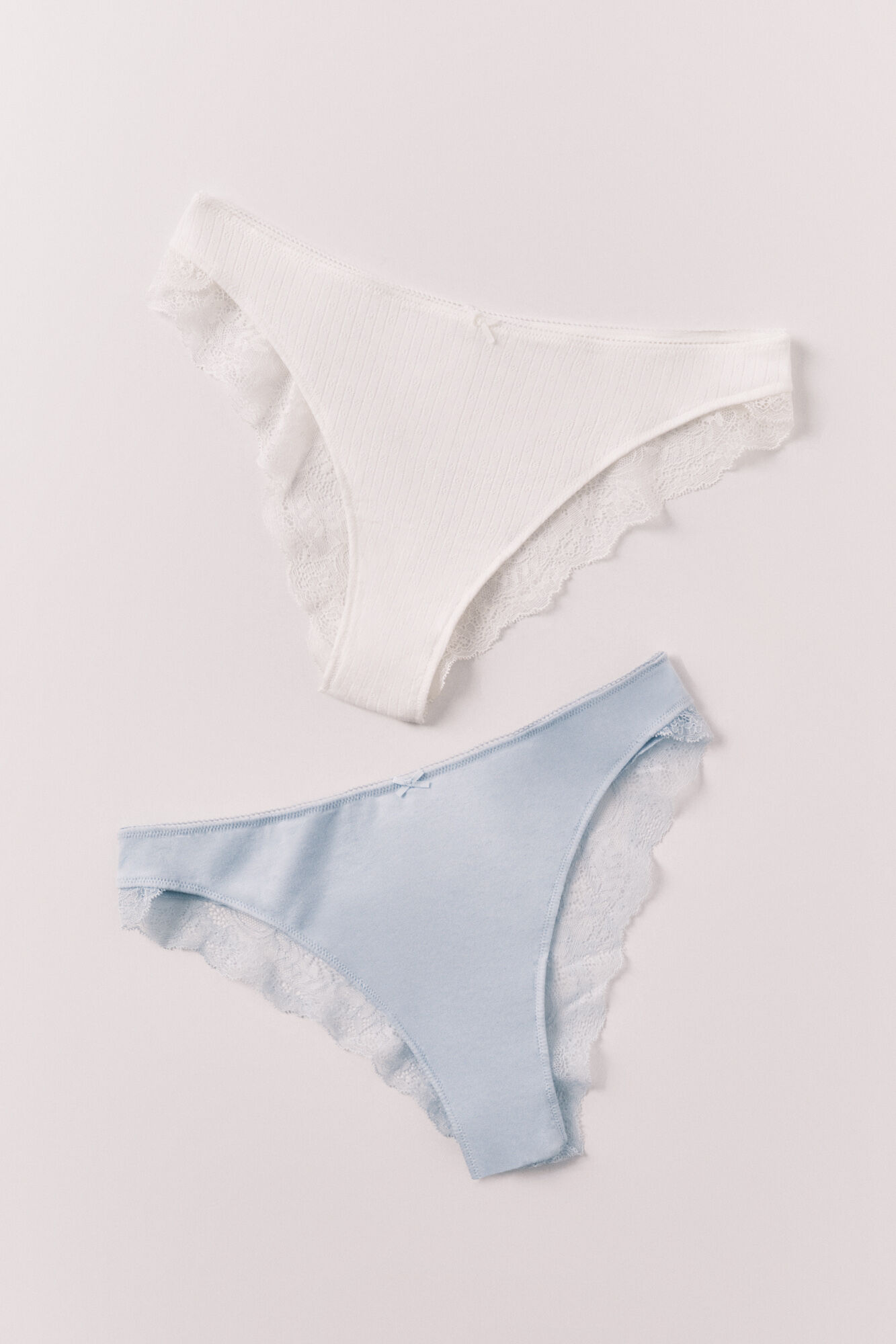 Women'secret Pack 2 panties brasile&ntilde;os de algod&oacute;n azul y blanco