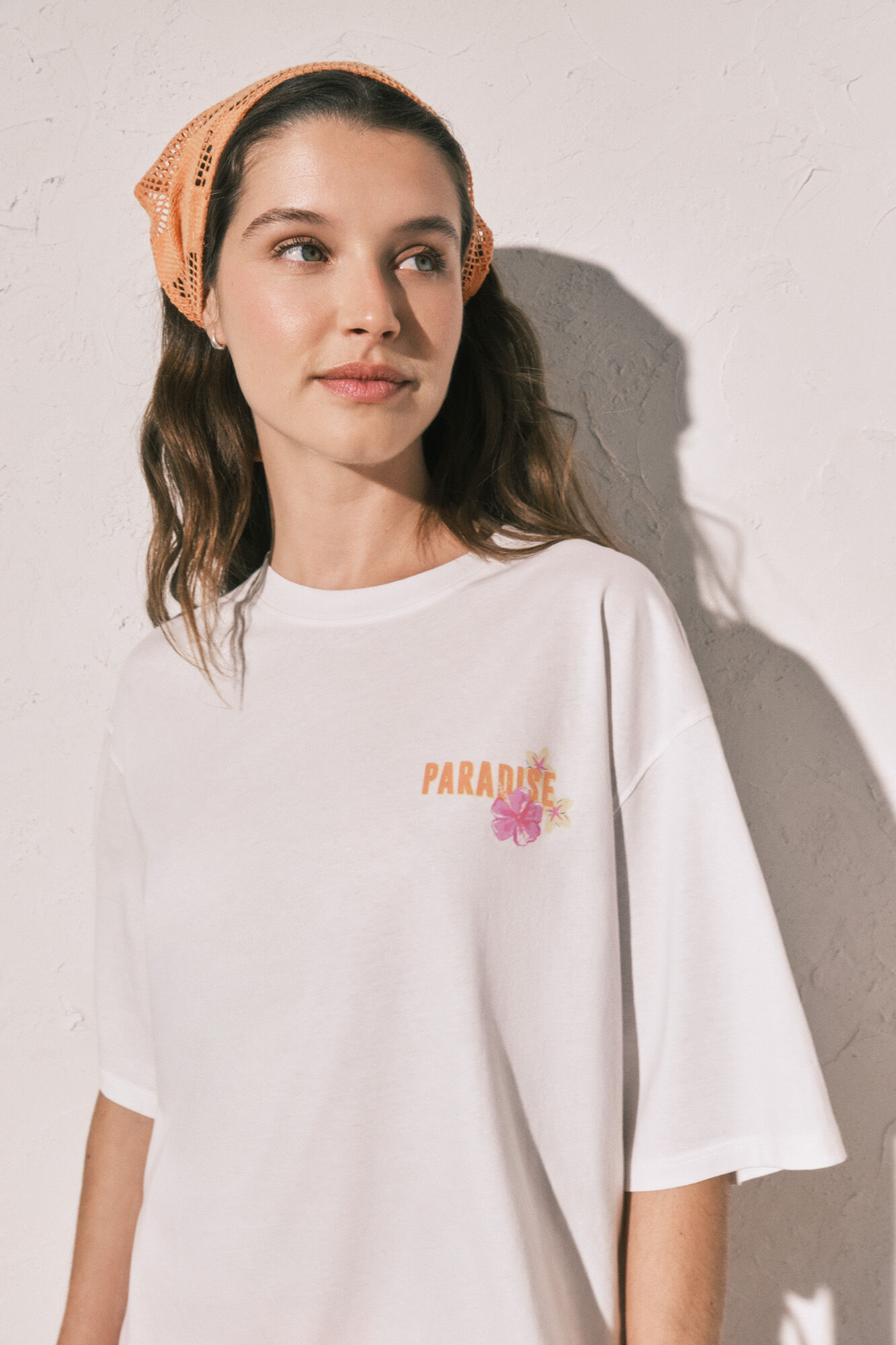 Women'secret Playera oversize de algod&oacute;n blanca marfil