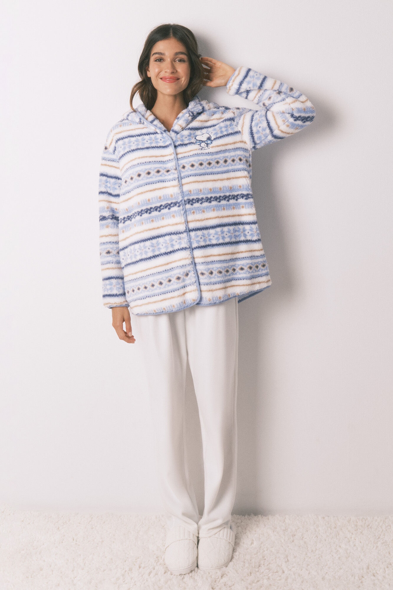 Women'secret Bata con capucha de Snoopy y bordes