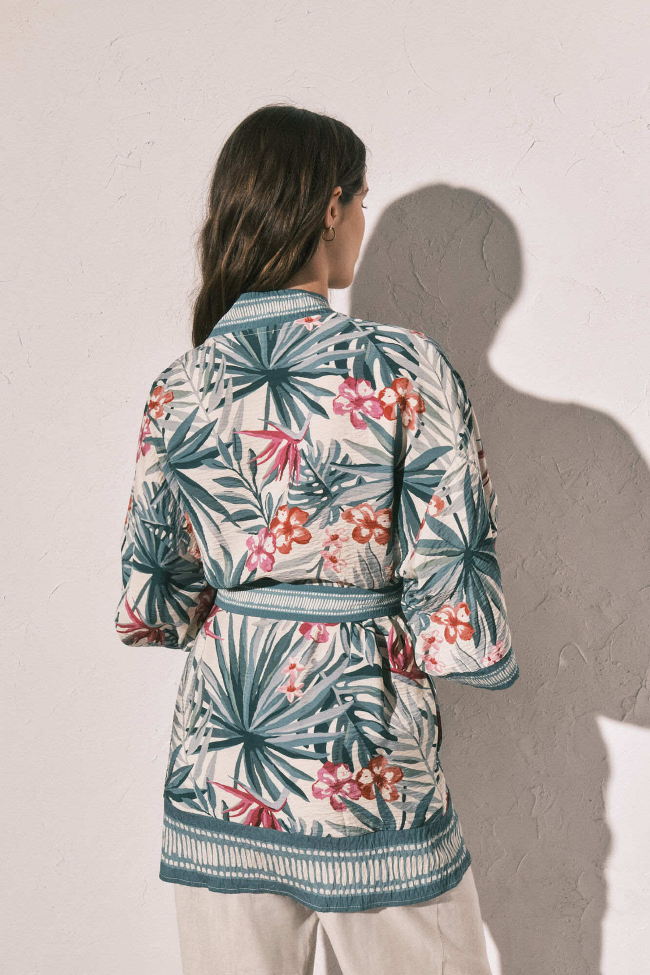 Women'secret Kimono estampado verde verde