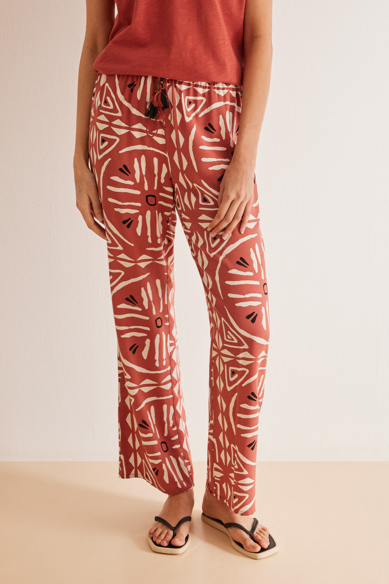 Women'secret Pantalones viscosa estampado &eacute;tnico