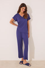 Womensecret Pijama Capri de viscosa azul estampado