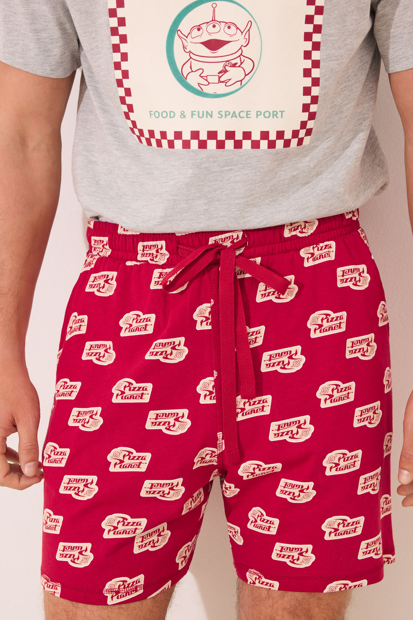 Women'secret Pijama corta hombre 100% algod&oacute;n Pizza Planet rojo