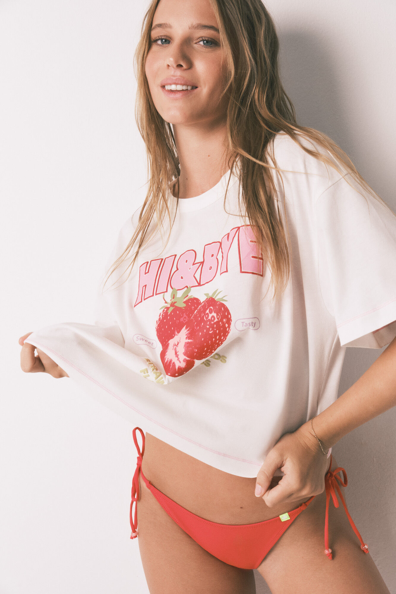 HI&BYE Panty de bikini con tiras rojo rojo