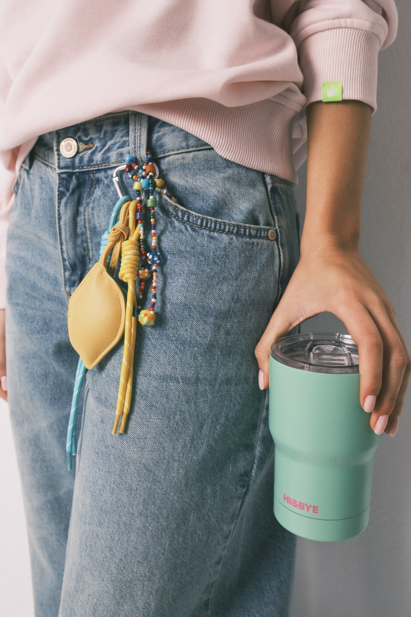 HI&BYE Taza termo con logo verde verde