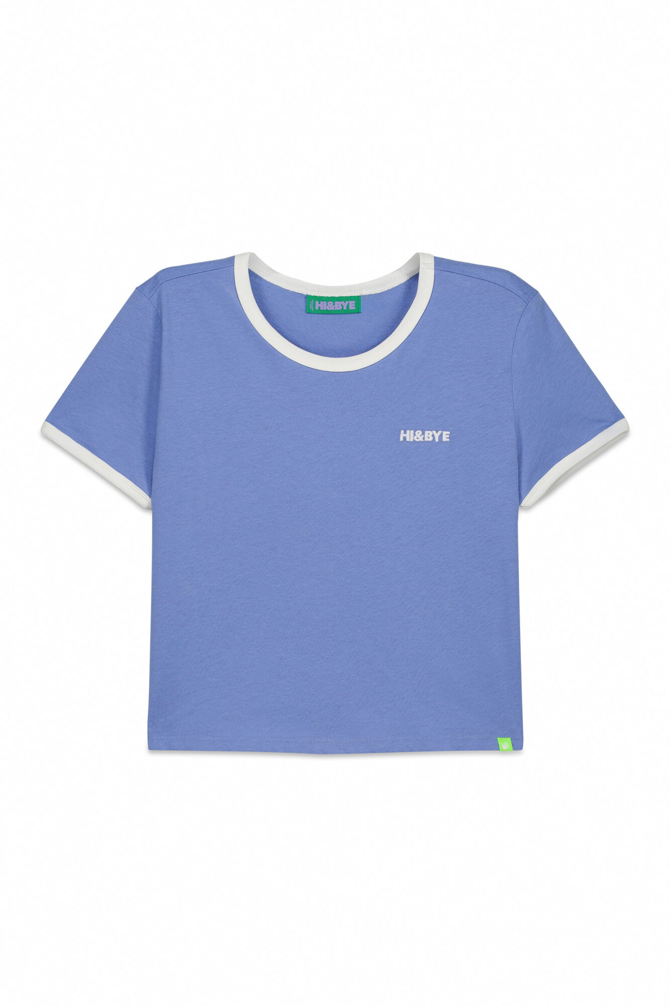 HI&BYE Playera lisa de manga corta de 100% algod&oacute;n azul azul