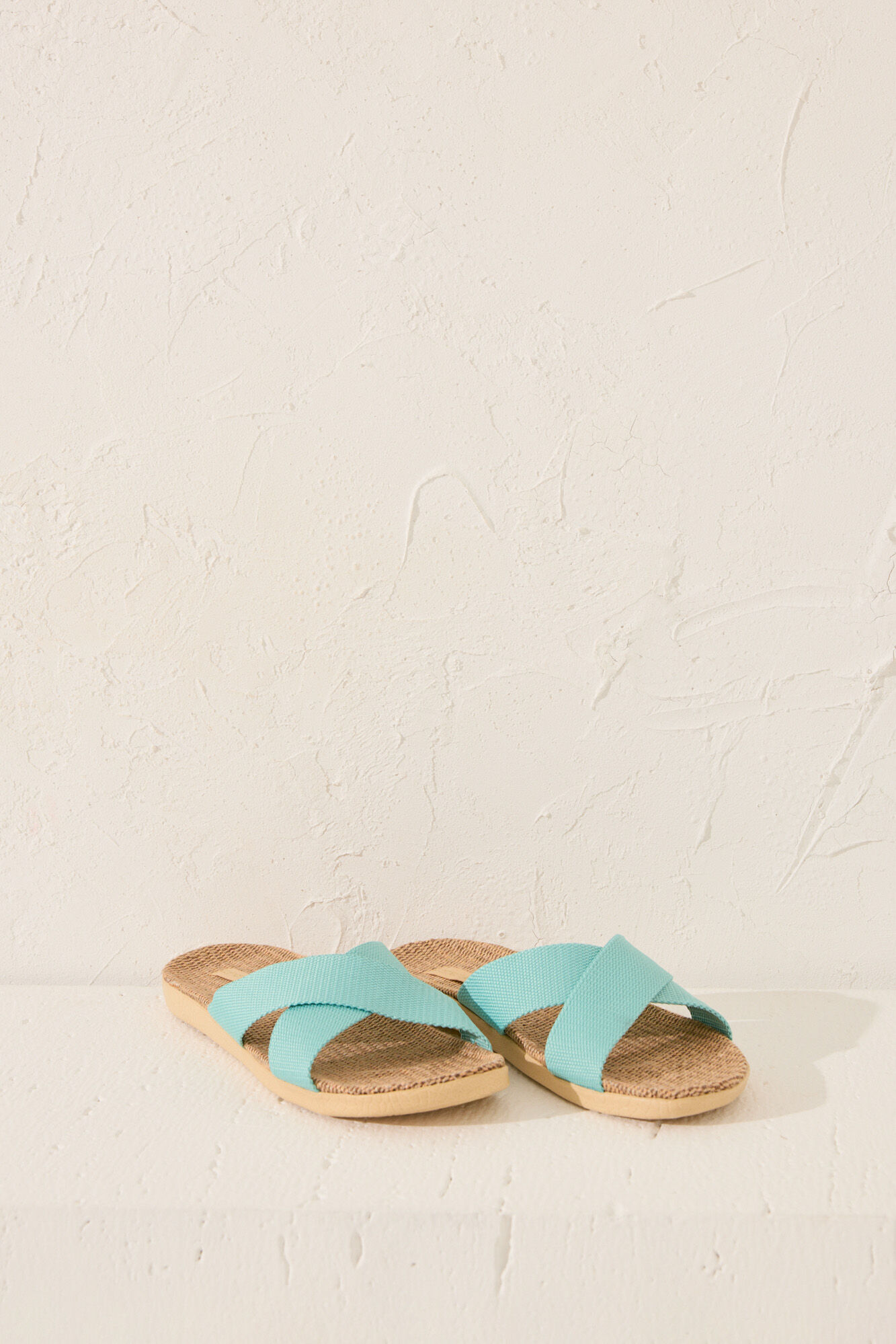 Women'secret Pantuflas para casa de rafia turquesa verde