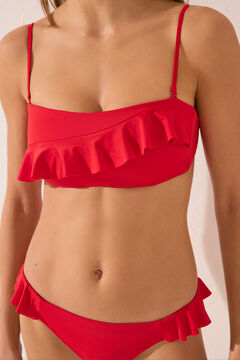 Womensecret Top bikini bandeau relleno volante rojo anaranjado 