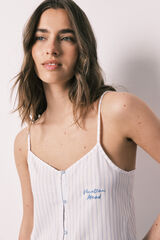 Women'secret Pijama corta de tirantes de algod&oacute;n con volante azul estampado