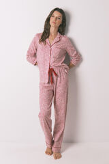 Women'secret Pijama camisera de algod&oacute;n con estampado floral rojo  estampado