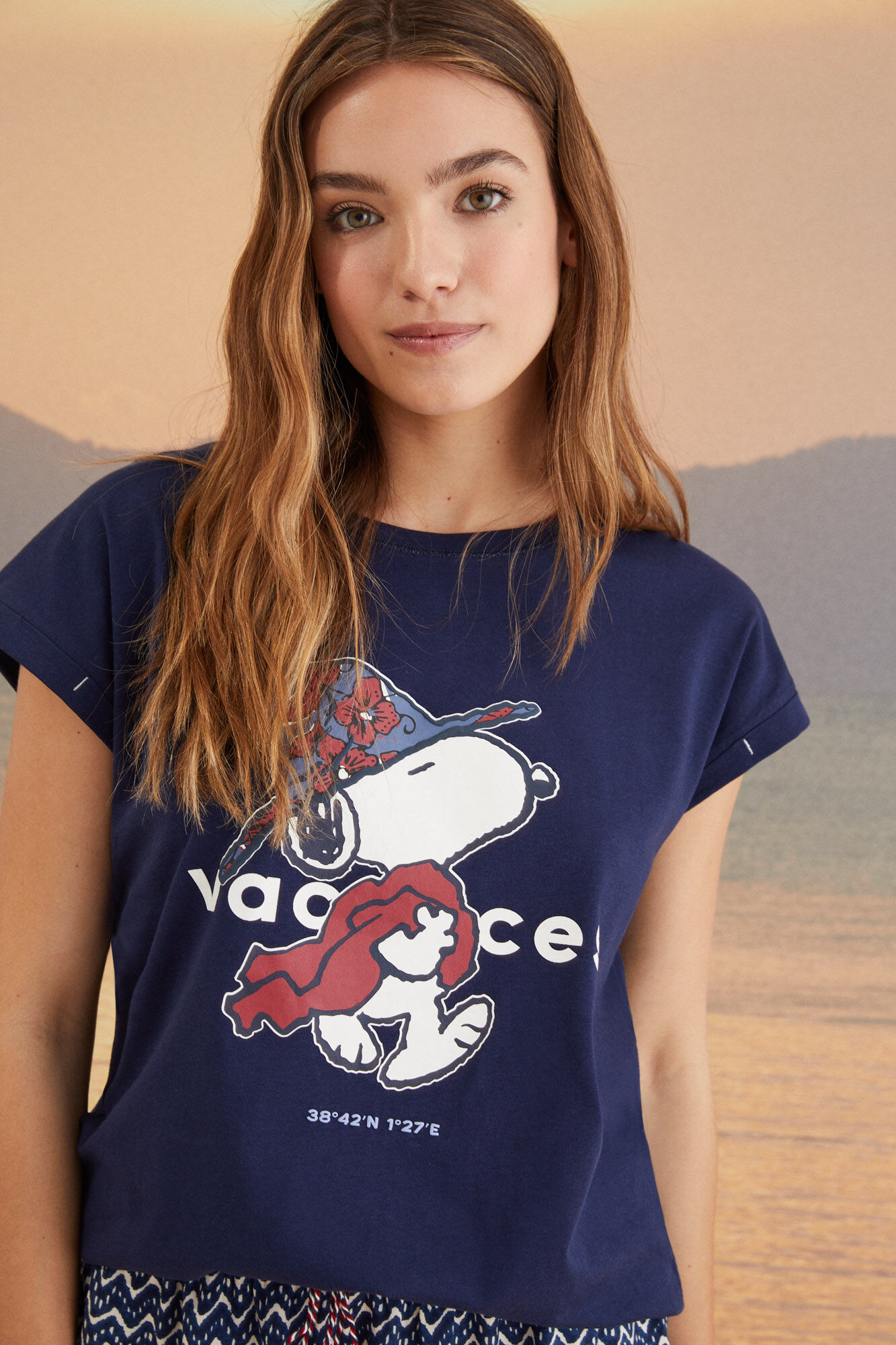 Women'secret Camiseta 100% algod&oacute;n Snoopy azul azul