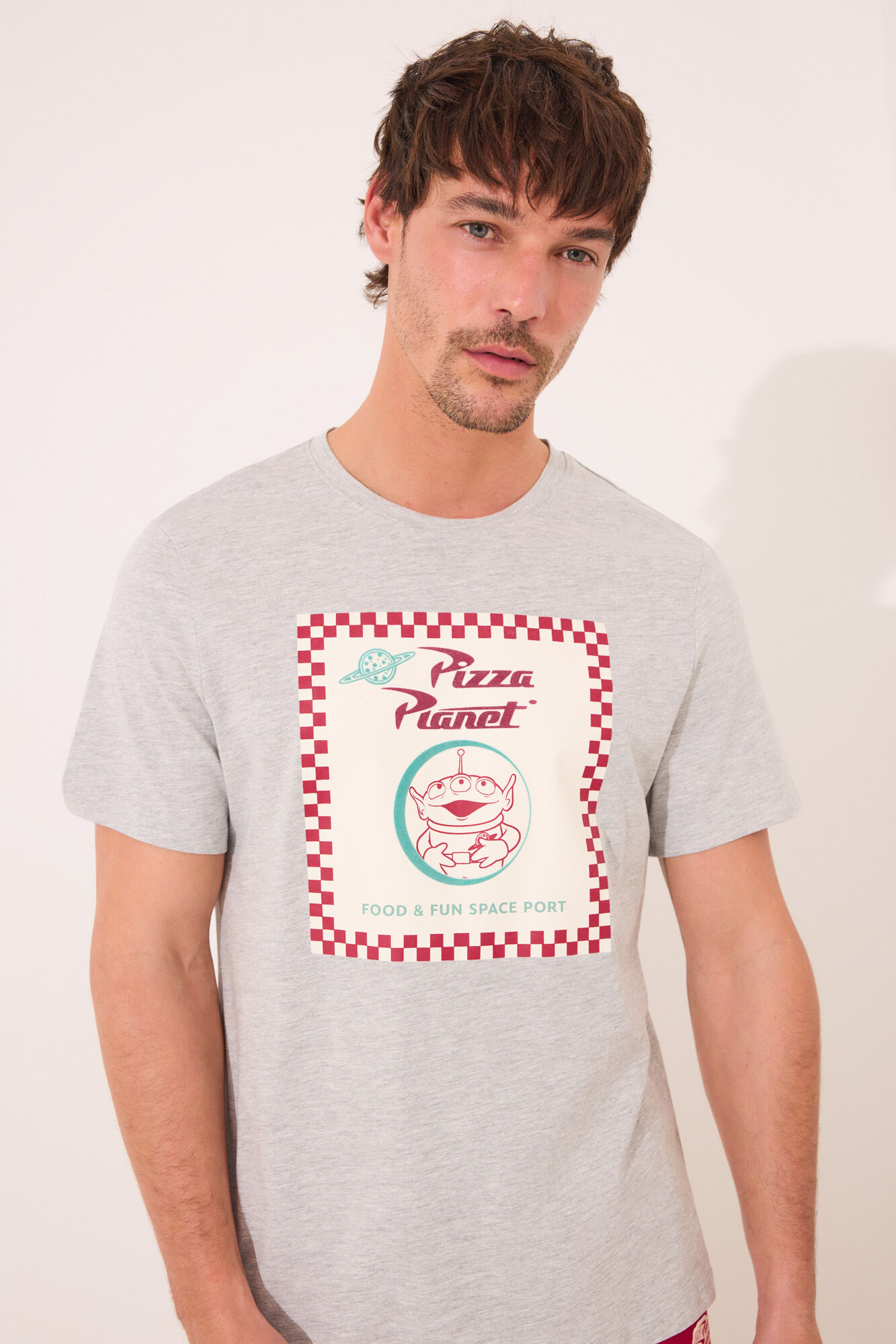 Women'secret Pijama corta hombre 100% algod&oacute;n Pizza Planet rojo