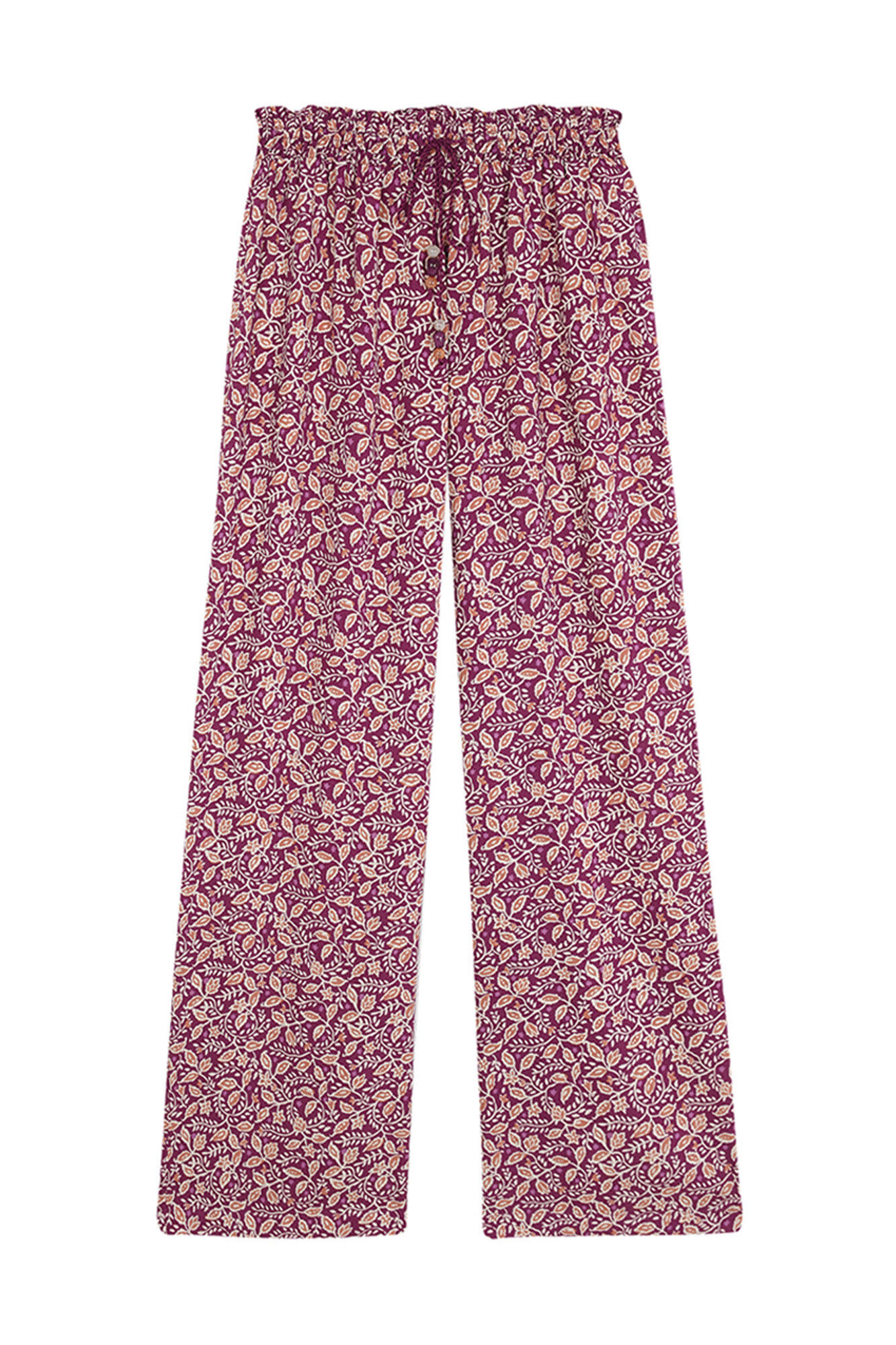 Women'secret Pantal&oacute;n largo de viscosa con estampado morado/lila estampado