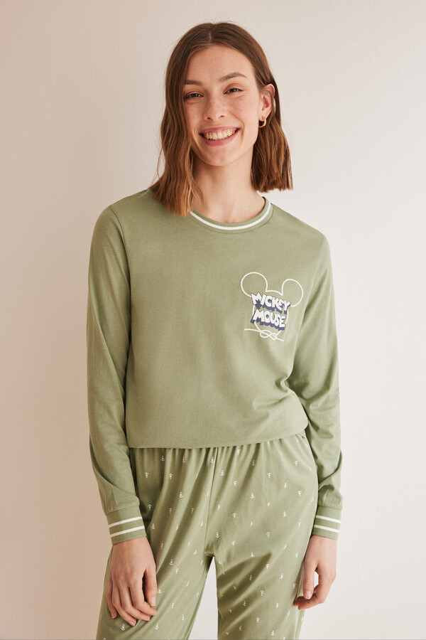 Womensecret Pijama 100% algodón Mickey Mouse verde