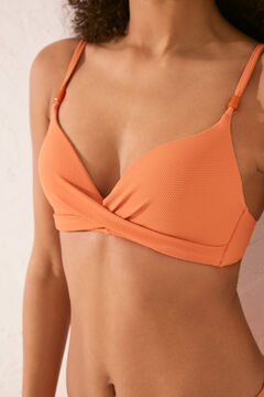 Womensecret Top de bikini cruzado con efecto push-up de color naranja naranja
