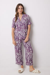Womensecret Pijama camisera Capri viscosa ikat morado/lila