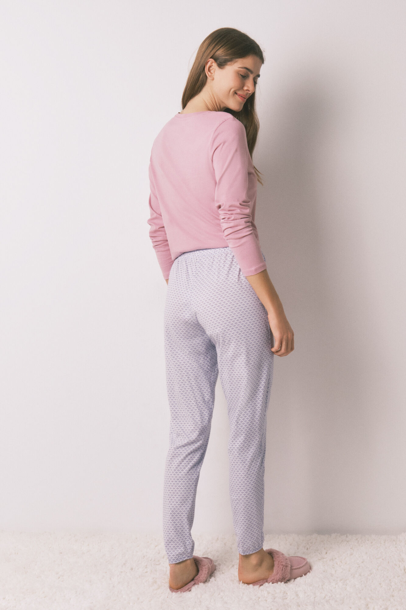 Women'secret Pantal&oacute;n pitillo 100% algod&oacute;n con estampado geom&eacute;trico estampado