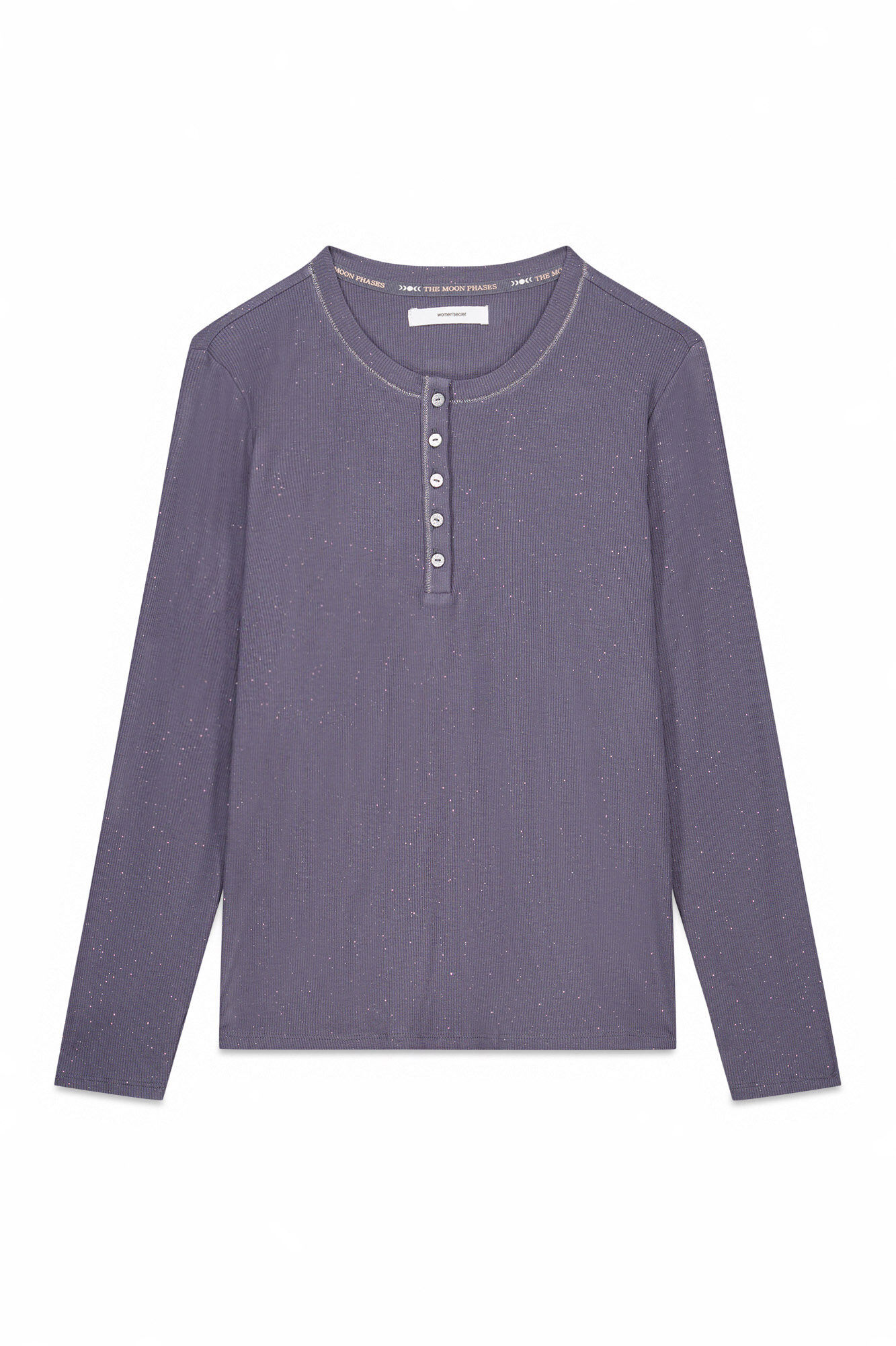 Women'secret Playera de viscosa gris brillante de manga larga gris