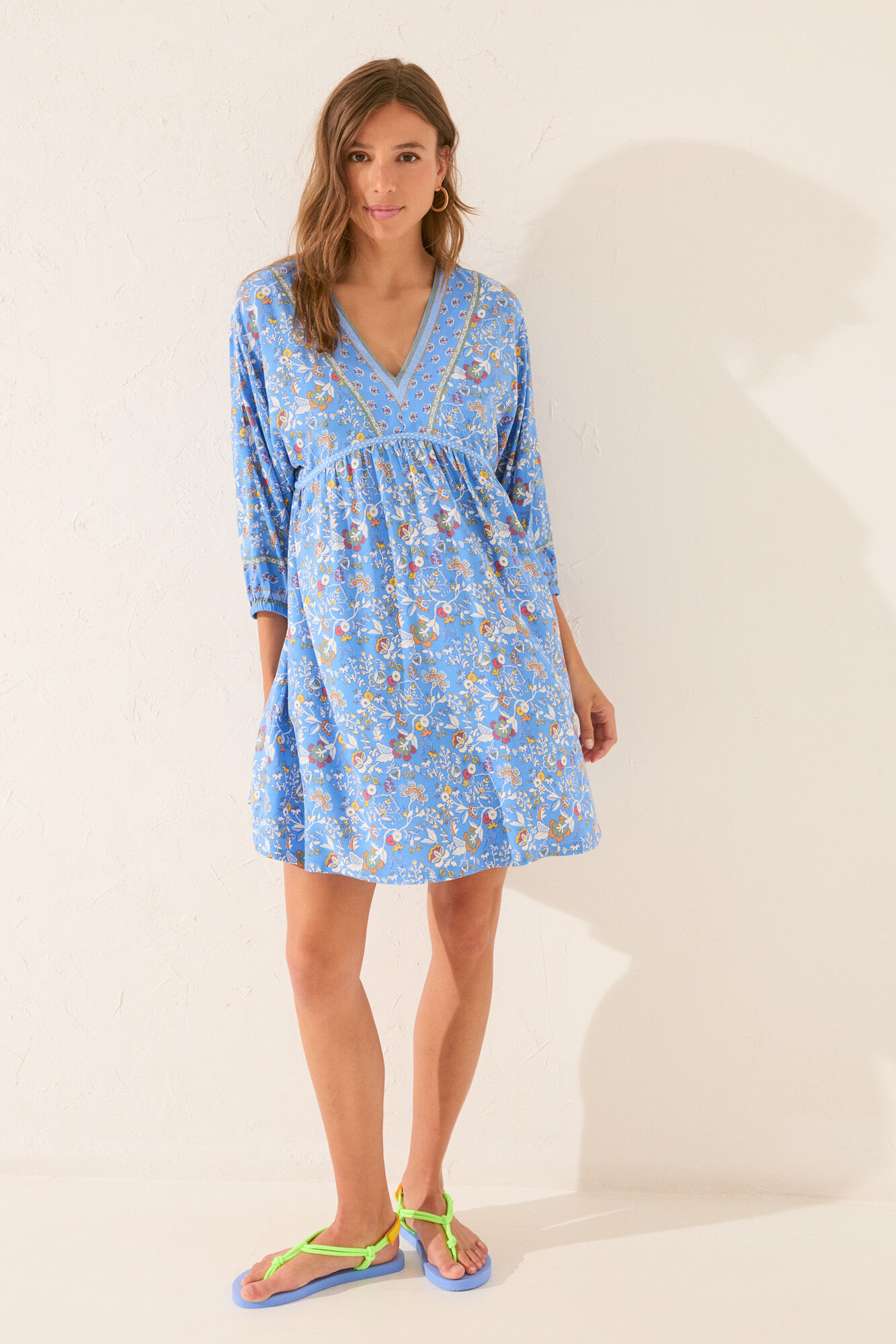 Women'secret Playera de dormir midi floral con manga abullonadas estampado