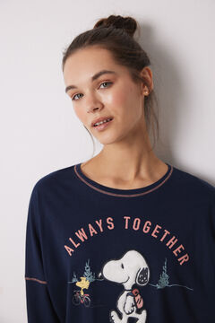 Womensecret Pijama larga 100% algodón azul Snoopy azul