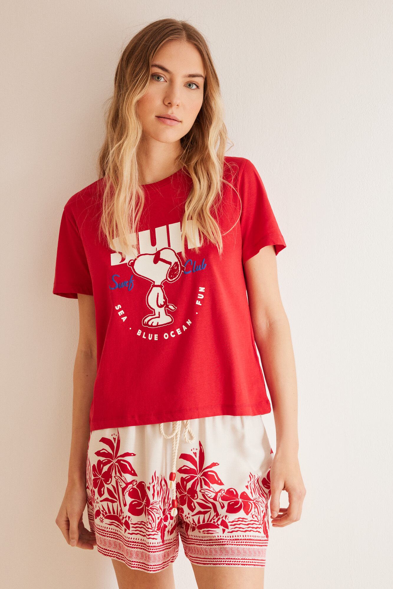 Women'secret Playera 100% algod&oacute;n rojo Snoopy  rojo