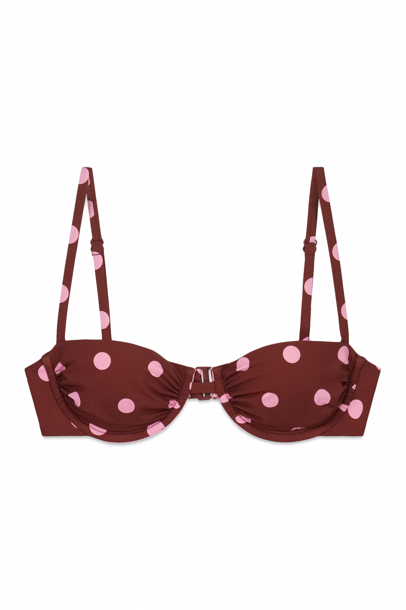 Women'secret Top bikini balconette estampado de puntos marr&oacute;n estampado