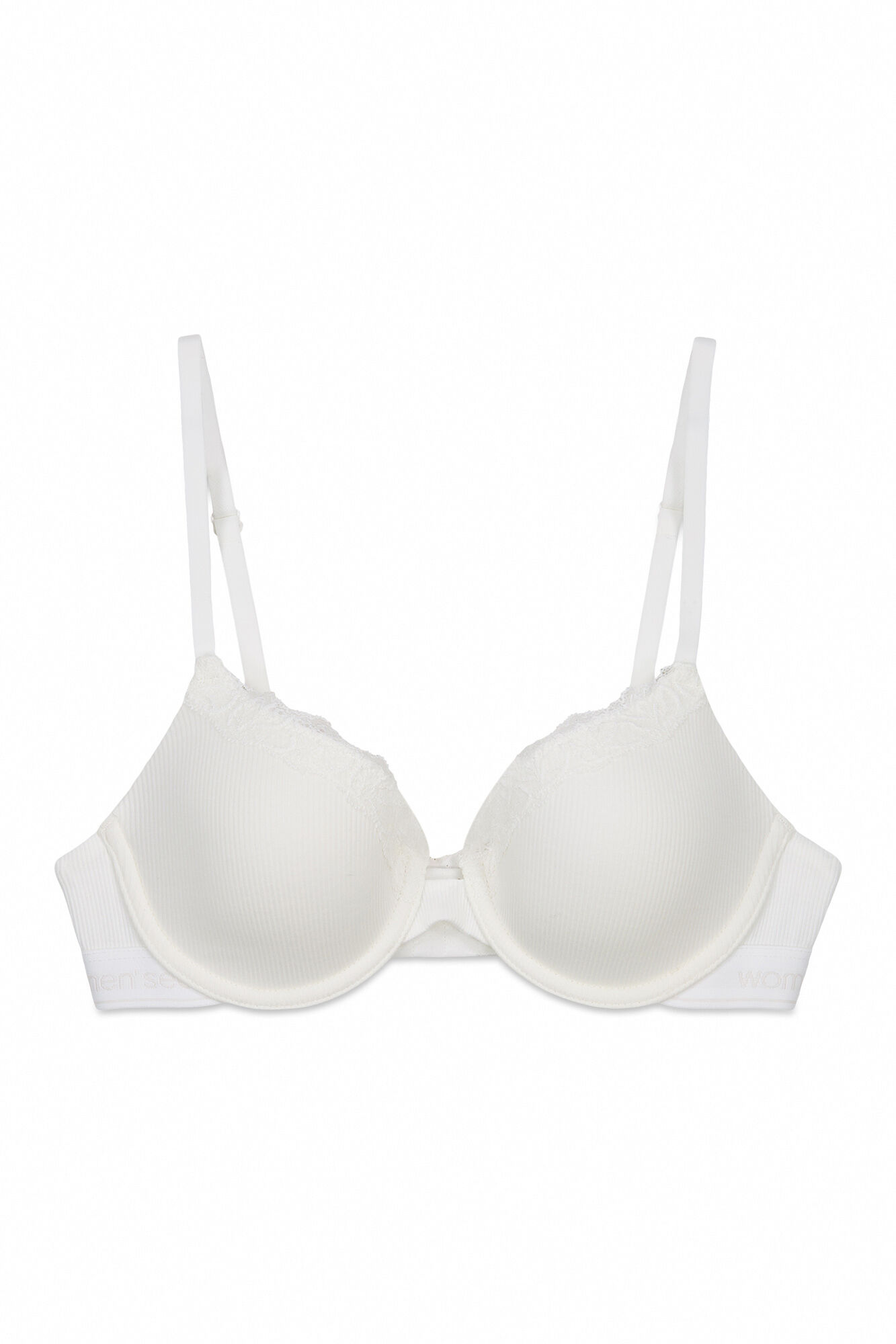 Women'secret Brasier cl&aacute;sico acanalado de algod&oacute;n blanco BEAUTIFUL blanco