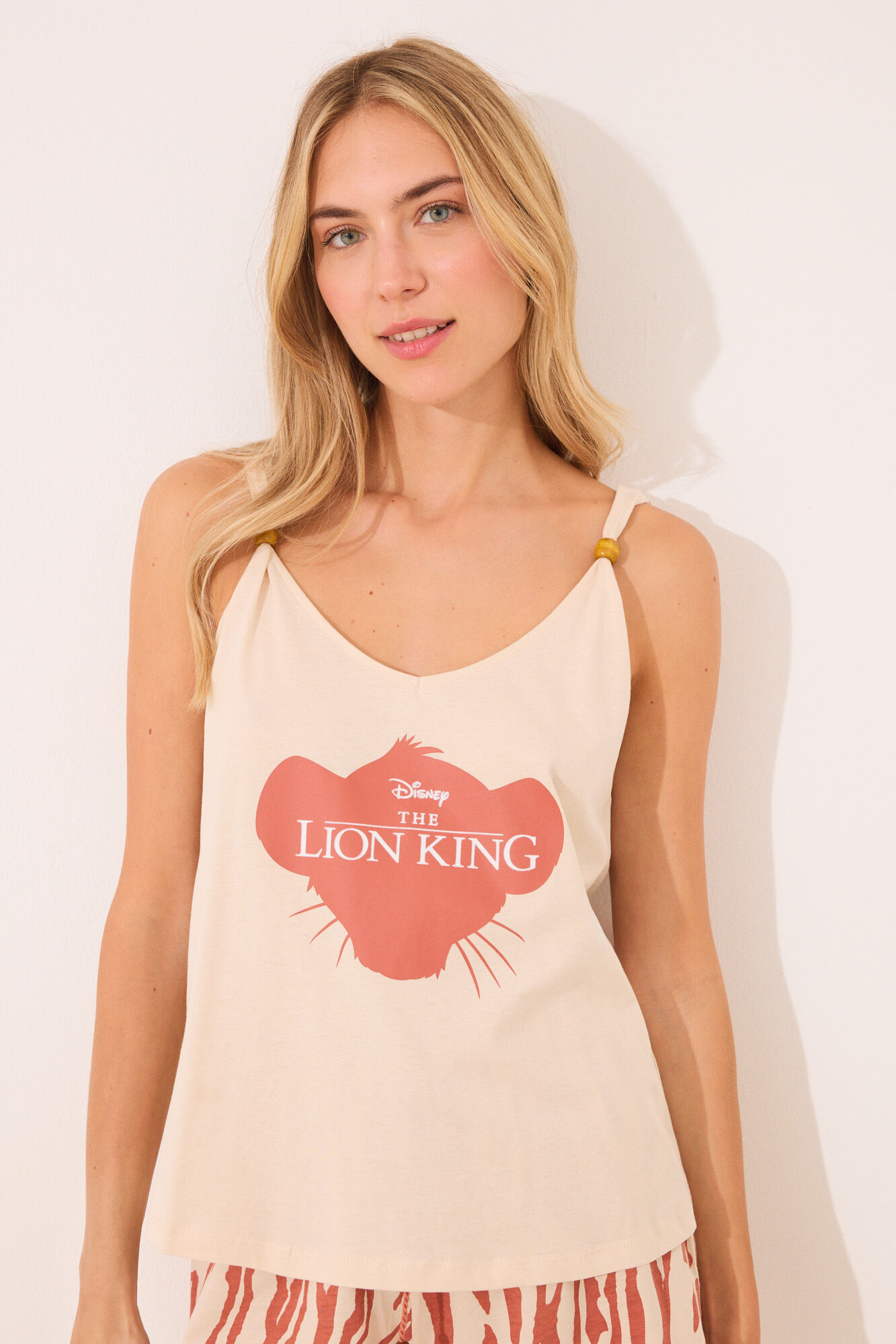 Women'secret Pijama corta con estampado del Rey Le&oacute;n caf&eacute;