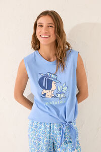Womensecret Pijama capri de algodón azul azul