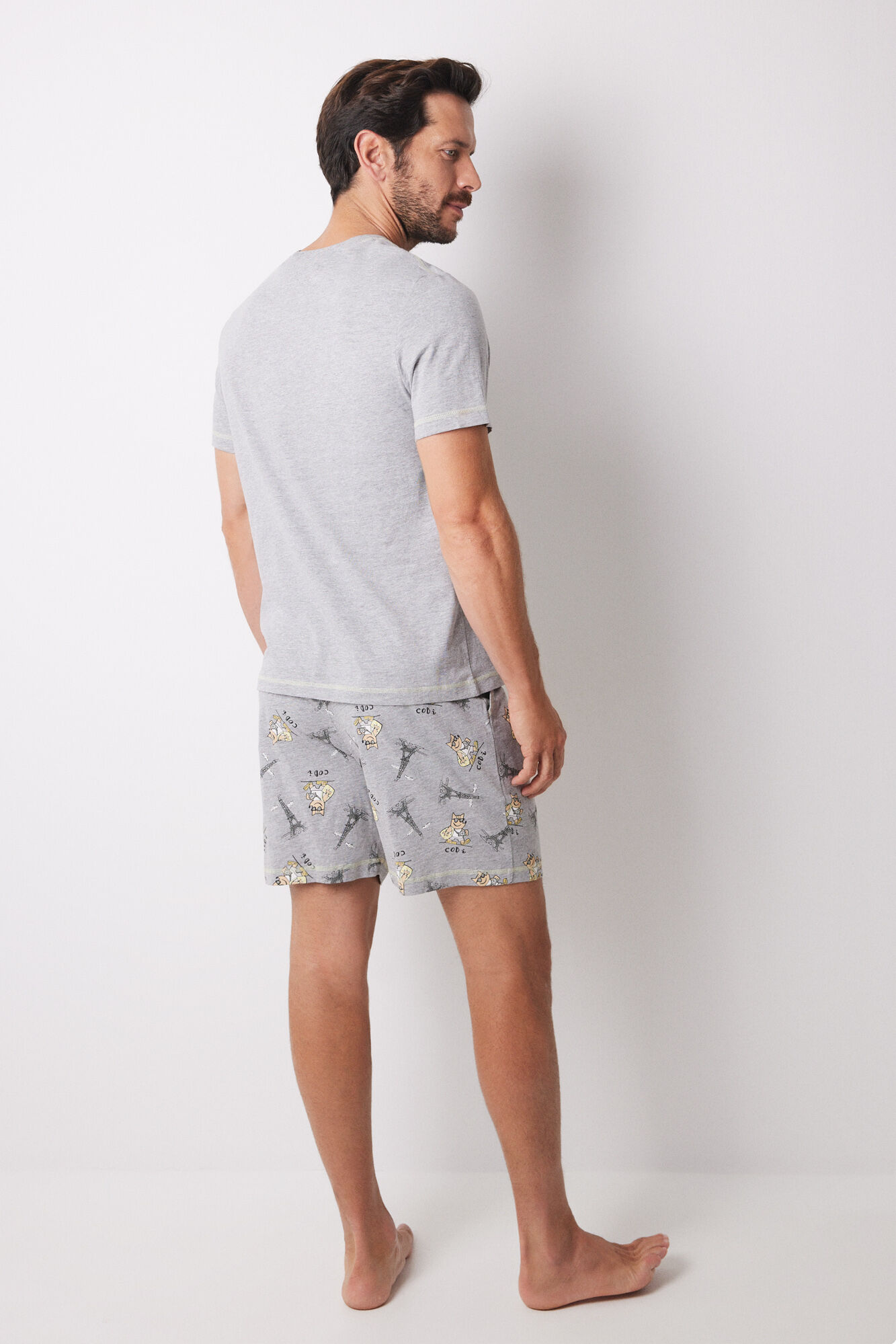 Women'secret Pijama corta hombre 100% algod&oacute;n Cobi gris