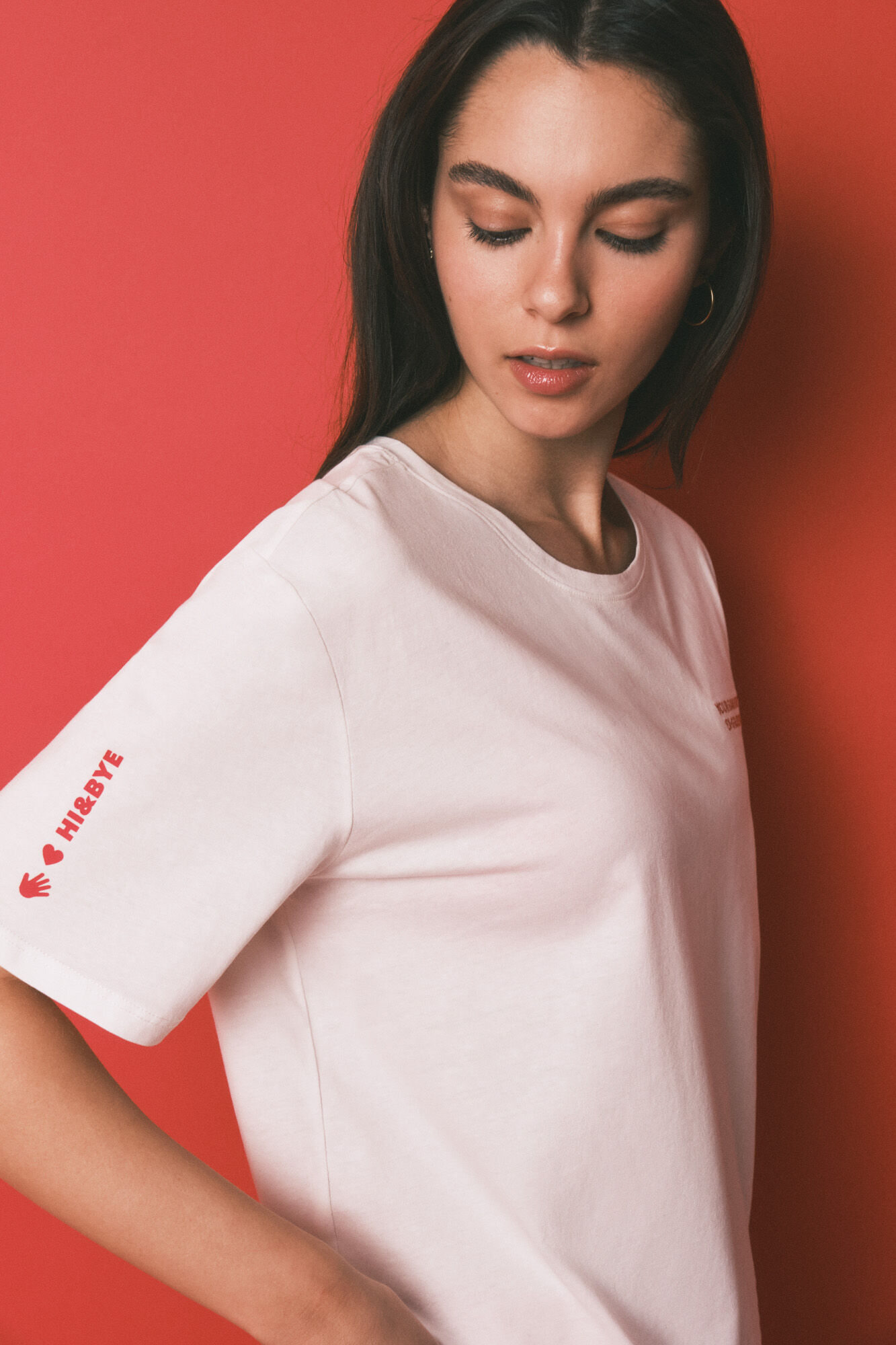 HI&BYE Pijama larga estampada de 100% algod&oacute;n blanca" marfil