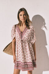 Women'secret Vestido t&uacute;nica corta estampado boho granate estampado