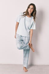 Women'secret Pijama larga azul estampado a cuadros azul