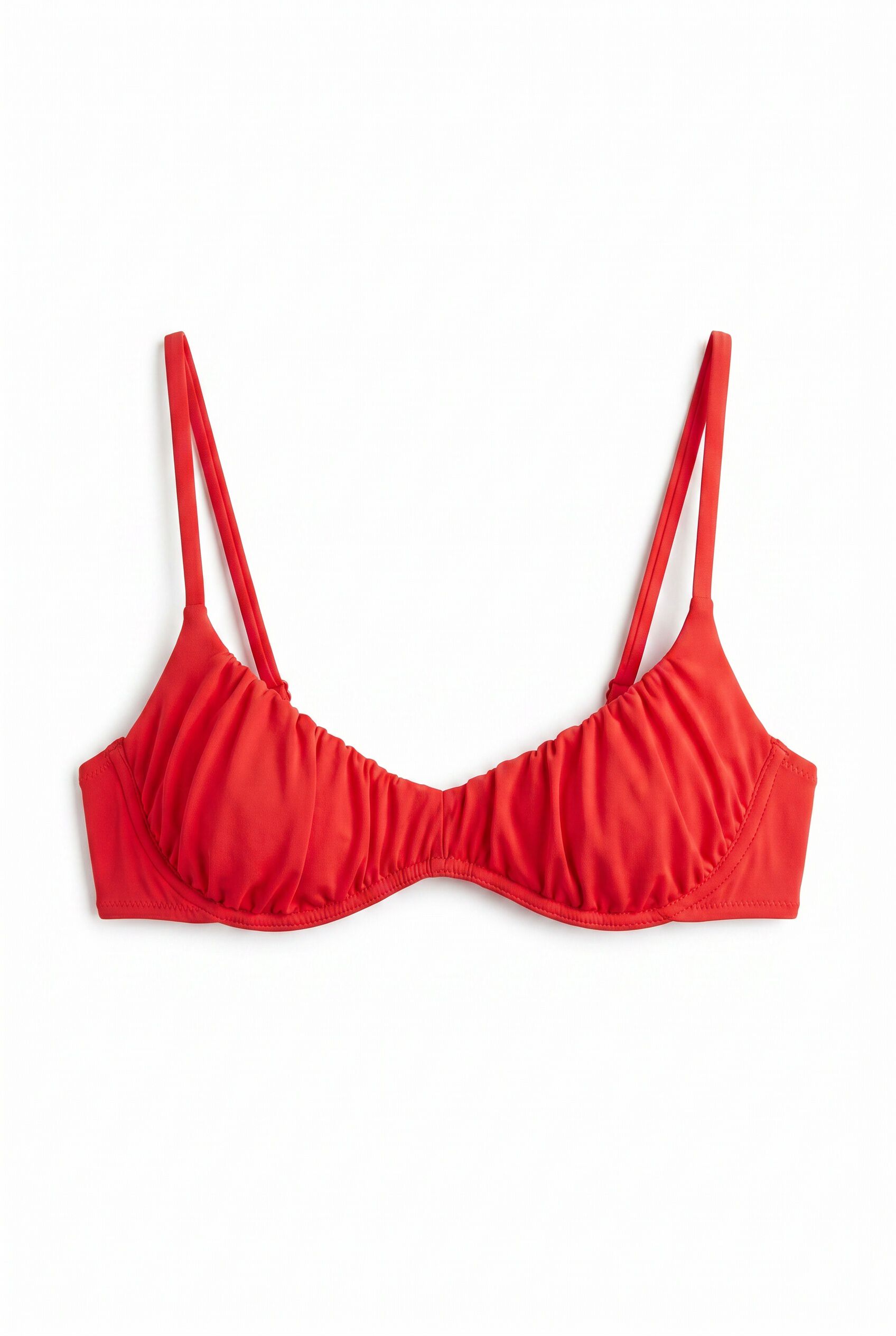 Women'secret Top bikini fruncido efecto seda naranja coral